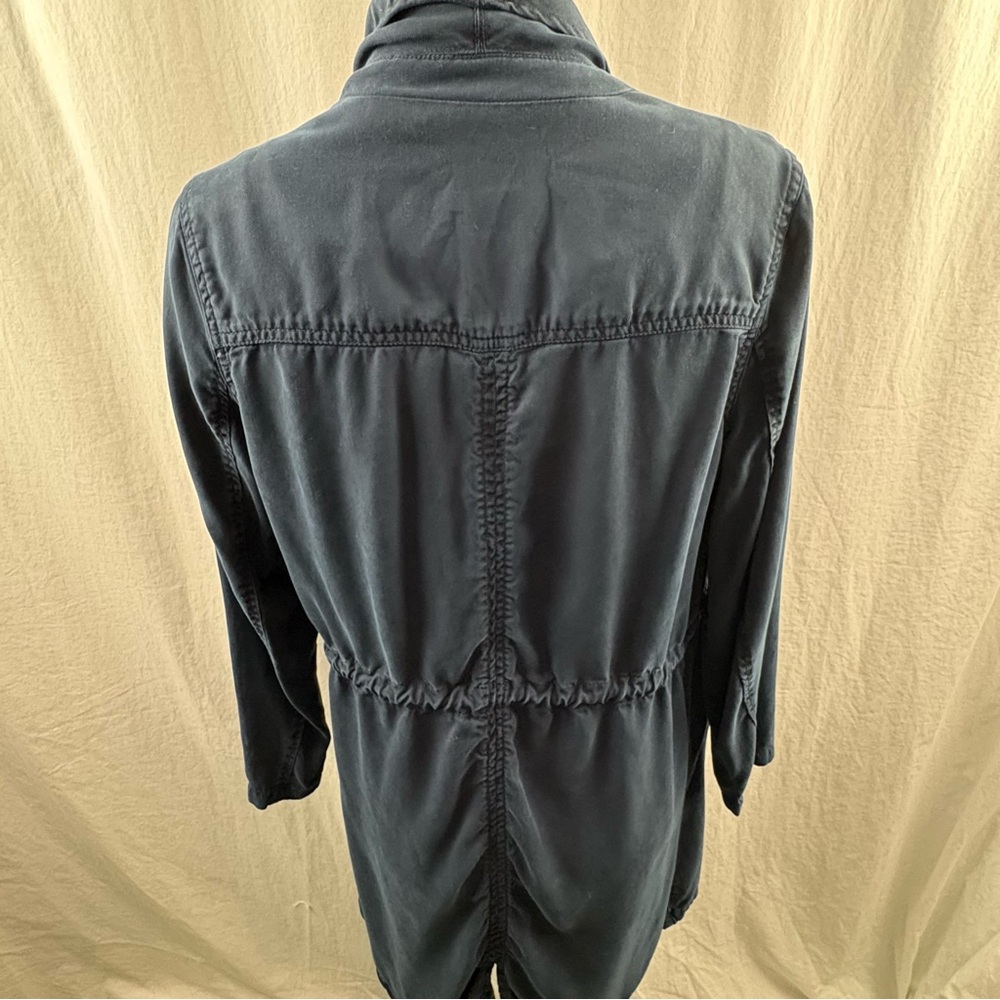 Max Jeans Dark Navy Blue Tencel Open Waterfall Drawstring Waist Jacket M - Picture 10 of 14